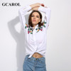 GCAROL 2017 Women Embroidry Floral Blouse Turn-Dowm Collar White Floral Shirt Oversize OL Fashion High Quality Tops FOr 4 Season