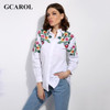 GCAROL 2017 Women Embroidry Floral Blouse Turn-Dowm Collar White Floral Shirt Oversize OL Fashion High Quality Tops FOr 4 Season