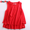 GAREMAY Women Summer Tops Sleeveless Feminine Blouses Loose Ruffle White Shirt Fashion Chiffon Blouse For Women Blusas 001A