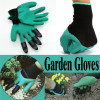 Gardening Gloves Rubber Polyester Builders Garden Work Latex Gloves 4 ABS Plastic Claws Safety Work Gloves Builders Grip