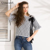 Gaovot 2018 Summer Women Tops Series Spring Fashion Striped Hollow Lacy Bow Flare Sleeve Sexy Blouse Shirts Women kw172011