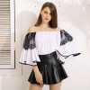 Gaovot 2018 Summer Women Blouses Series Spring Fashion Slash Mesh Patchwork Flare Sleeve Chiffon Tops Shirts For Woman KW172001