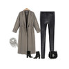 Gamiss Women Trench Casual Loose Oversize Coffee Lapel Long Sleeve Open Pocket Drawstring Waist Long Outerwear Coat Long Trench