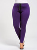 Gamiss Women Sexy Plus Size Lace Up Skinny Leggings Women High Elastic Waist Fitness Leggings Casual Pencil Pants Workout XL-5XL