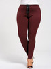 Gamiss Women Sexy Plus Size Lace Up Skinny Leggings Women High Elastic Waist Fitness Leggings Casual Pencil Pants Workout XL-5XL