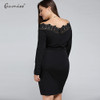 Gamiss Women Plus Size Embroidered Off The Shoulder Sheath Midi Party Dress OL Sexy Patchwork Bodycon Pencil Dress 5XL