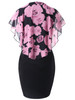 Gamiss Summer Plus Size 5XL Rose Valentine Overlay Capelet Dress Women Clothing Chiffon Elegant Party Pencil Dress Vestidos