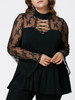 Gamiss Spring Autumn Women Lace Blouse Plus Size Flare Long Sleeve Criss Cross See Through Blouses Shirts Hollow Out Casual Tops