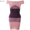 Gamiss Sexy Club Dress New Women Summer Style Off Shoulder Bodycon Bandage Dress Celebrity Knitted Striped Party Dresses vestido