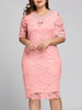 Gamiss Plus Size V Neck Half Sleeve Lace Dress Bodycon 2018 Women Fashion Sexy Office Club Work Ladies Dresses Big Size Vestido