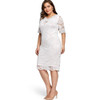 Gamiss Plus Size V Neck Half Sleeve Lace Dress Bodycon 2018 Women Fashion Sexy Office Club Work Ladies Dresses Big Size Vestido