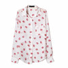 Fashion Women Button Down OL Lady Shirt Blouse Collared Chiffon Long Sleeve Kiss Printed Blusa Tops