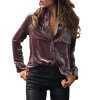 Fashion Women Blouse Shirt Long Sleeve Velvet Shirt Button Turn Down Collar Shirt Feminine Blouses Blue Ladies Tops LJ8153R
