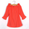 Fashion Women Blouse Puff Sleeve Slash Neck Soild Shirt Strapless Off Shoulder Ruffles Feminine Blouses Ladies Tops LJ3866C