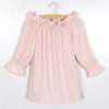 Fashion Women Blouse  puff sleeve slash neck soild shirt Strapless Off Shoulder Ruffles Feminine Blouses Ladies Tops TeeLJ3866M