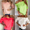 Fashion Women Blouse  puff sleeve slash neck soild shirt Strapless Off Shoulder Ruffles Feminine Blouses Ladies Tops TeeLJ3866M