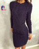 Fashion Winter 2016 Women Sweater Dress Women Clothes Ladies Long Sleeve Knitted Bodycon Stretch Brief Casual Dress Beige Gray
