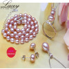 Fashion wedding pearl jewelry set for women ,real natural pearl necklace sets earrings fine jewelry birthday gift