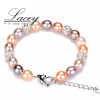 Fashion wedding natural freshwater pearl bracelet women,multic color 925 sterling silver bracelet jewelry charm birthday gift