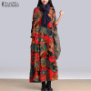 Fashion Vintage Print Dresses 2017 Autumn ZANZEA Women Maxi Long Dress Casual Loose Long Sleeve Baggy Plus Size Vestidos Fashion Vintage Print Dresses 2017 Autumn ZANZEA Women Maxi Long Dress Casual Loose Long Sleeve Baggy Plus Size Vestidos