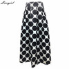 Fashion Vintage High Waist Polka Dots Printed Maxi Skirt Fall Casual Elegant Women Long Skirt Black/Blue/Red Pleated Skirt