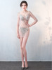 Fashion Transparent Cocktail Dresses 2018 Sexy Cocktail Party Gowns Short Tulle Beading Built-In Bra Cocktail Dress Custom Made