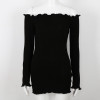 Qunndy Sexy Off Shoulder Club Women Dress Slim Bodycon Dress Autumn Winter Knitted Elastic Sweater Party Night Dresses Vestidos