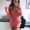 Qunndy Sexy Off Shoulder Club Women Dress Slim Bodycon Dress Autumn Winter Knitted Elastic Sweater Party Night Dresses Vestidos