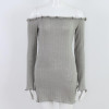 Qunndy Sexy Off Shoulder Club Women Dress Slim Bodycon Dress Autumn Winter Knitted Elastic Sweater Party Night Dresses Vestidos