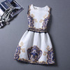 Quality Fashion Dress Print Vintage White Casual Ropa Vestidos De Festa Female Autumn Clothing Women Office Ladies Party Dresses