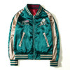 QSUPER Two Sides Luxury Embroidery Bomber Jacket Smooth Men Sukajan Yokosuka Souvenir Jacket Streetwear Hip Hop Baseball Jacket