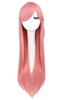 QQXCAIW Long Straight Cosplay Red Black Puprle Pink Blue Sliver Gray Blonde White Oragen Brown 80 Cm Synthetic Hair Wigs