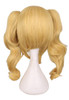 QQXCAIW Long Wavy Cosplay Mixed Blonde Wig With 2 Ponytails Synthetic Hair Wigs