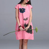 High Quality Cotton Linen Loose Casual Dress New 2017 Fashion Vintage Print Short Sleeve Women Summer Dresses Plus Size H226