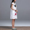 High Quality Cotton Linen Loose Casual Dress New 2017 Fashion Vintage Print Short Sleeve Women Summer Dresses Plus Size H226