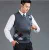 High quality autumn winter new fashion v-neck sleeveless plaid sweater men casual sweater cashmere vest