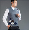 High quality autumn winter new fashion v-neck sleeveless plaid sweater men casual sweater cashmere vest