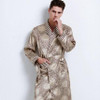 High Quality Autumn Men 100% Silk Sleepwear Robes Printing Long-Sleeve Heavy Mulberry Silk Robes Bathrobes Free Shipping