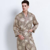 High Quality Autumn Men 100% Silk Sleepwear Robes Printing Long-Sleeve Heavy Mulberry Silk Robes Bathrobes Free Shipping