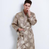 High Quality Autumn Men 100% Silk Sleepwear Robes Printing Long-Sleeve Heavy Mulberry Silk Robes Bathrobes Free Shipping
