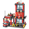 BOHS Fire Station Truck Helicopter Firefighters Figures Engine Children Educational Building Block Toy