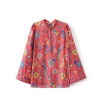 Boho Vintage Birds Floral Print Blouse Shirts Women 2018 New Fashion O Neck Long Flare Sleeve Laides Blouses Casual Femme Blusas