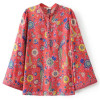Boho Vintage Birds Floral Print Blouse Shirts Women 2018 New Fashion O Neck Long Flare Sleeve Laides Blouses Casual Femme Blusas