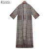 Bohemian Style 2016 Women Summer Diamond Printed Blouse Tops Loose Kimono Half Sleeve Long Cardigan Tops Blusas Plus Size