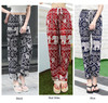 Bohemian Floral Elephant Print Pants for women 2017 Summer Beach Chiffon Trousers Elastic Waist Drawstring Loose Bottoms femme