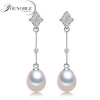 Bohemia Pearl Earrings 925 Silver Jewelry,Natural Freshwater Pearl Earring for Women,Trendy Wedding Girls Gift White Water Drop