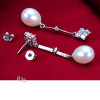 Bohemia Pearl Earrings 925 Silver Jewelry,Natural Freshwater Pearl Earring for Women,Trendy Wedding Girls Gift White Water Drop