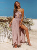 Bohemia Halterneck Backless Split Maxi Dress