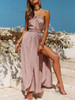 Bohemia Halterneck Backless Split Maxi Dress