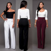 OL New Fashion 2017 Spring and Summer Womens Casual Slim High Waist Flare Wide Leg Palazzo Long Trousers Pants Bell-Bottom